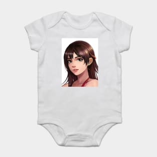 Brown hair anime pretty girl Baby Bodysuit